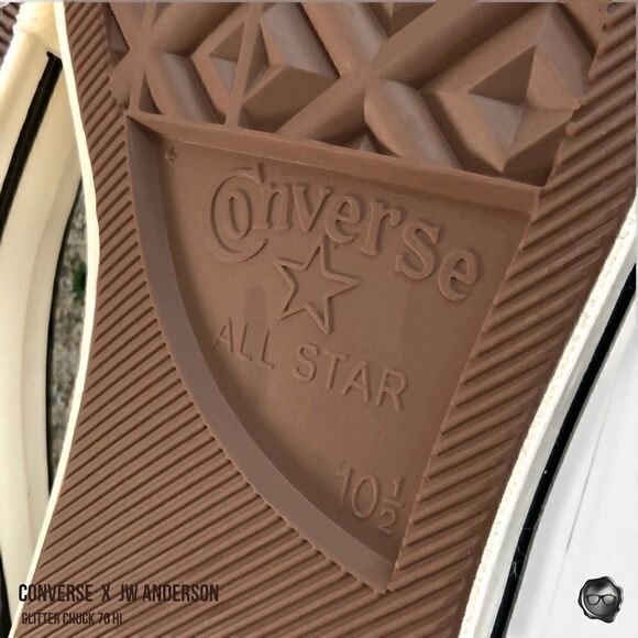 NEW CONVERSE x JW ANDERSON GLITTER CHUCK 70 HIGH SNEAKER IN GOLD / SILVER - Picture 12 of 15